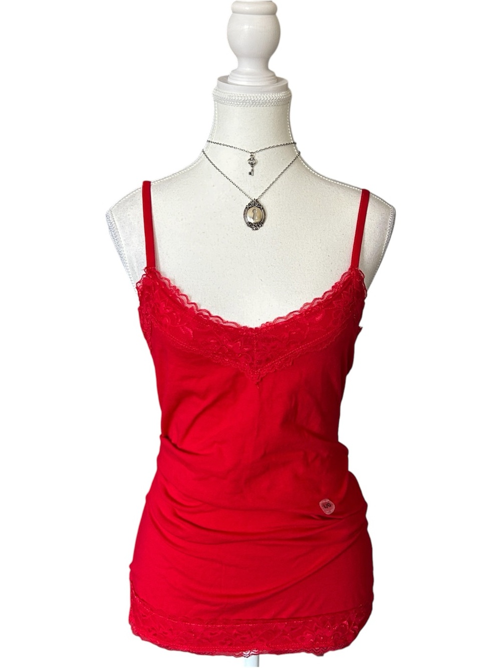 Y2K “MIKK Couture” Basic Red Lace Trim Tank Top
